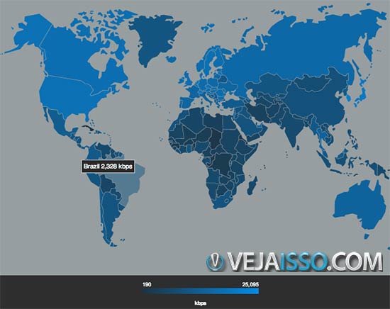Mapa da conexão de internet do Brasil em comparação com o mundo - Nossa conexão não é rapida, mas também não tão lenta assim