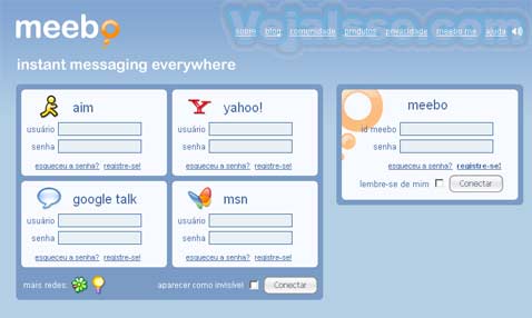 Meebo - MSN, ICQ, AIM, Google Talk e Yahoo