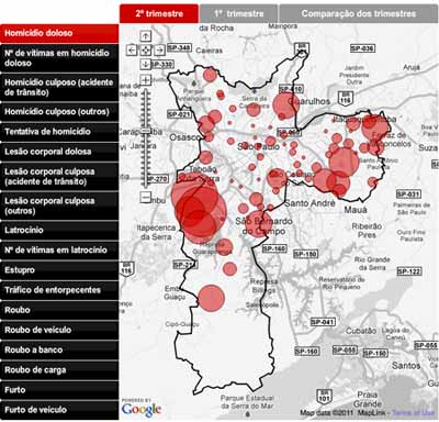 Mapa do Crime de São Paulo - Bairros mais perigosos para morar e ser roubado