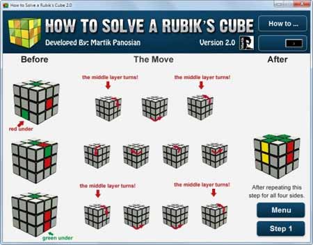 Programa para aprender a resolver o cubo mágico Rubik passo a passo