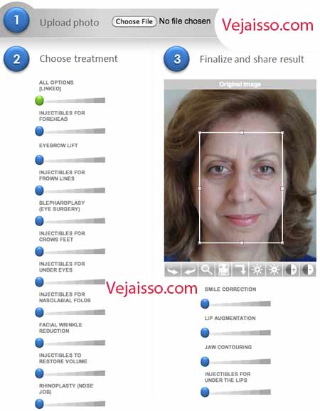 Simulador de Cirurgia Plástica - Antes e depois da estética do rosto