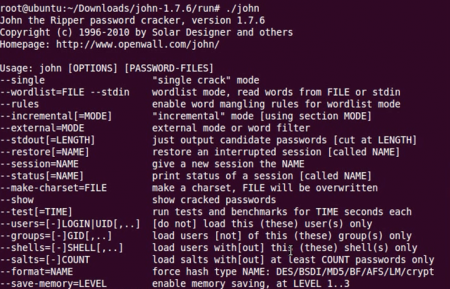 Interface de comando do John The Ripper para Linux e para Mac - Decriptografar banco de dados e senhas