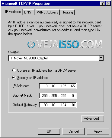 Antigamente voce tinha que especificar você mesmo o seu endereco de IP que a rede te atribuia no Windows XP