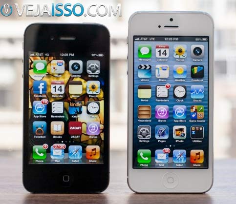 Comparação da tela do iPhone 5 com 4 polegadas vs a tela dos outros iPhone com 3,5 polegadas - Primeiro celular widescreen 16-9 da Appleportanto Você deve comprar o novo iPhone 5 agora