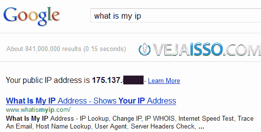 Google responde em menos de 1 segundo qual o seu IP