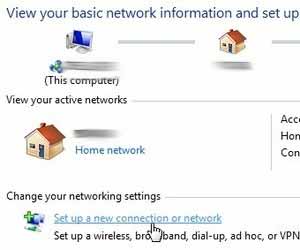 Na tela de configurações de rede e internet, clique em configurar uma nova conexão ou rede