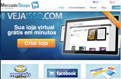 MercadoShops é a única opção brasileira que permite montar loja virtual online de graça, apesar de inúmeras limitações e propagandas do MercadoLivre