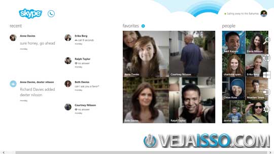 Skype para Windows 8 e completamente integrado ao sistema, tornando-o um dos melhores programas para fazer chamadas por voz e video