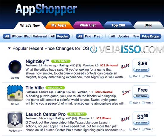 Versão Web do AppShopper permite configurar as notificações e encontrar e baixar app grátis de iPhone e iPad
