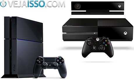 PS4 vs Xbox One tem hardware semelhante, com pequena vantagem para o PS4, desconsiderando o Kinect 2